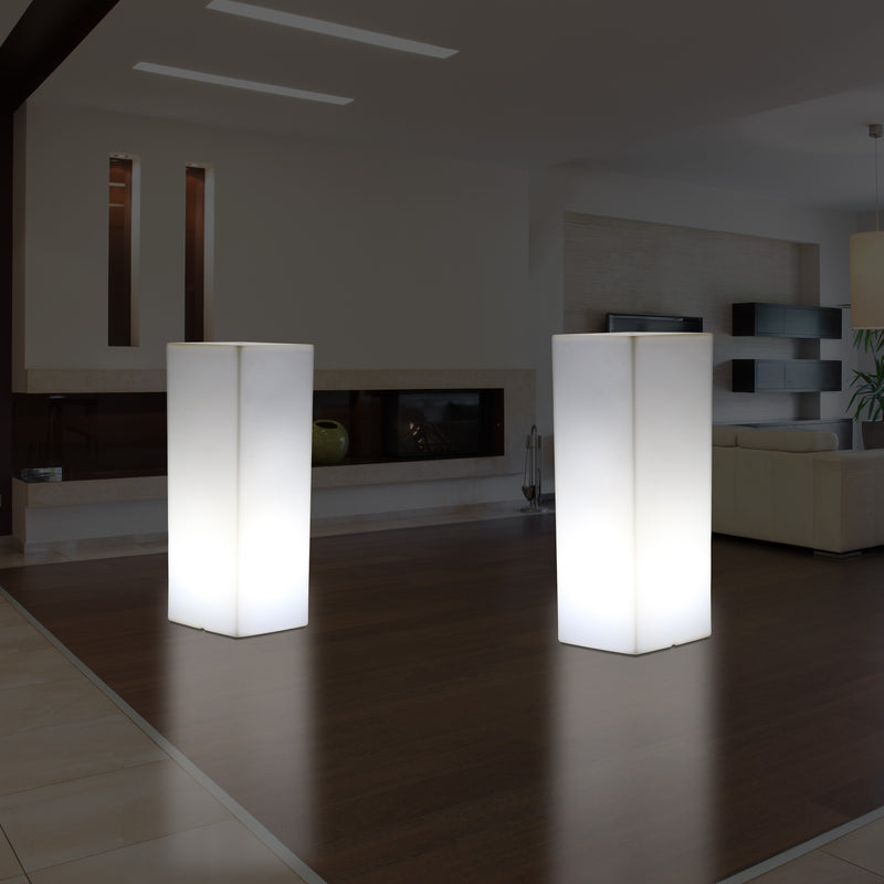 Pilier Socle éclairé par LED 80 cm, Lampadaire moderne E27 pour événement, salon, blanc