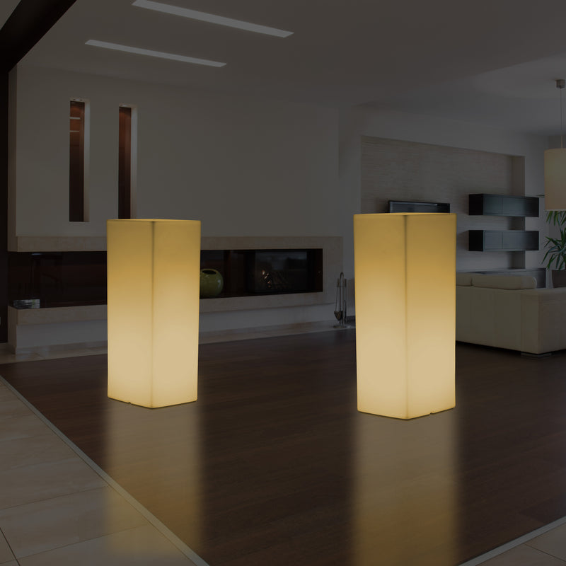 Lampadaire LED colonne socle Lumière haute rectangulaire E27, 110 x 30cm, blanc chaud
