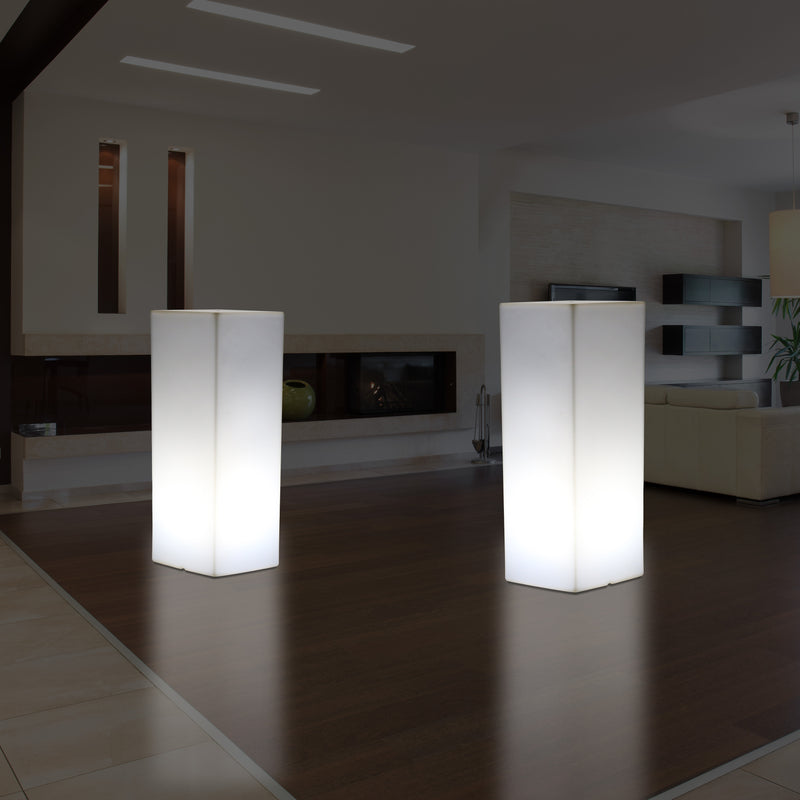 Grand lampadaire LED socle pilier illuminé, 110 x 30 cm, éclairage moderne borne colonne E27, blanc