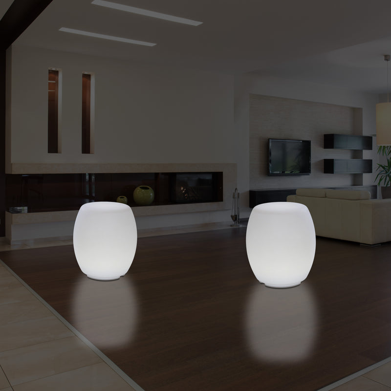 Lampe tabouret siège chaise LED, Lampe de sol design E27 pour le salon, blanc, hauteur de 44 cm