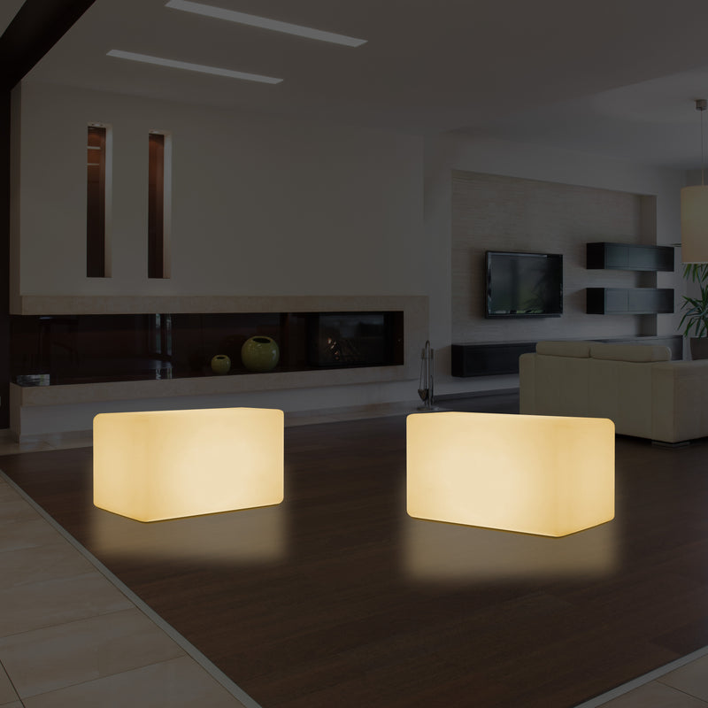 Tabouret Banquette éclairé par LED, blanc chaud E27 Siège lampadaire, 55 x 35 cm