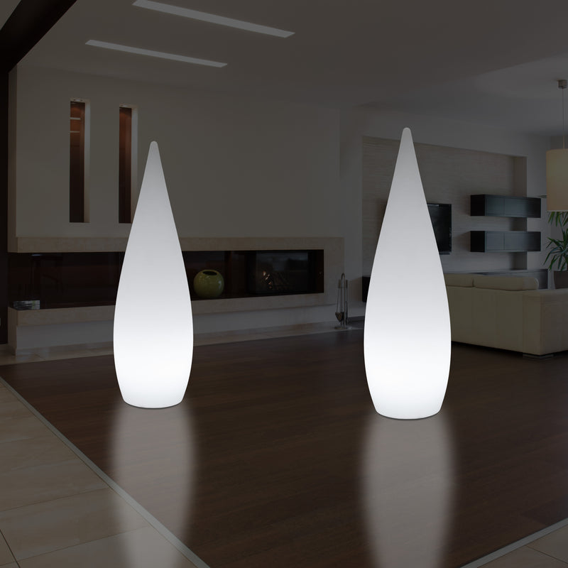 Lampadaire LED E27, 150 cm 1,5 m, élément décoratif, lumière en forme de goutte d'eau, blanc