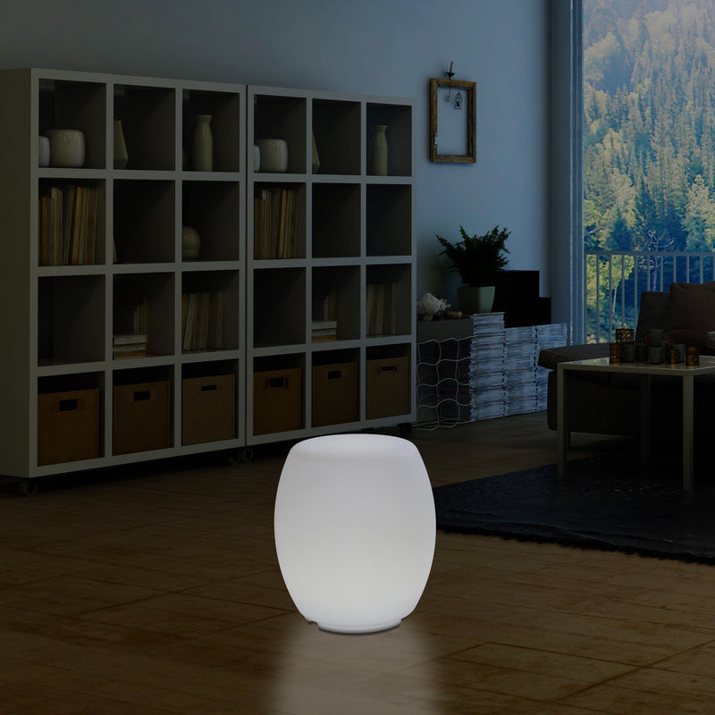 Lampe tabouret siège chaise LED, Lampe de sol design E27 pour le salon, blanc, hauteur de 44 cm