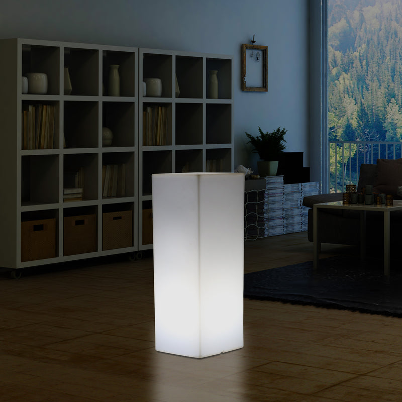 Pilier Socle éclairé par LED 80 cm, Lampadaire moderne E27 pour événement, salon, blanc