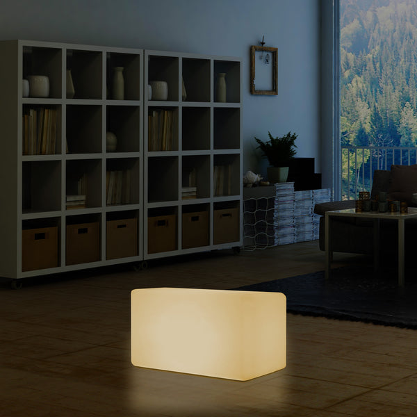 Tabouret Banquette éclairé par LED, blanc chaud E27 Siège lampadaire, 55 x 35 cm
