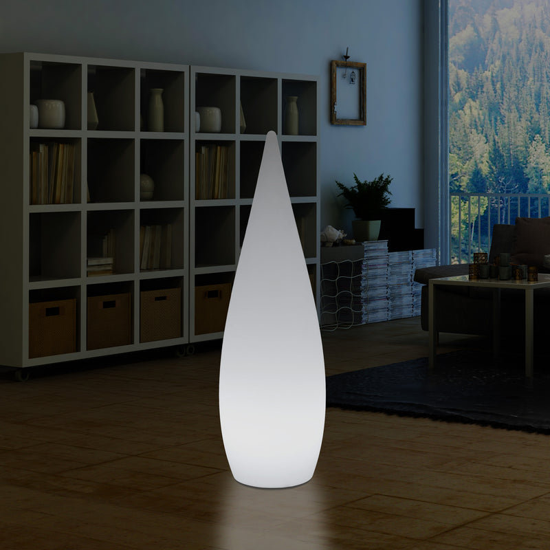 Lampadaire LED E27, 150 cm 1,5 m, élément décoratif, lumière en forme de goutte d'eau, blanc