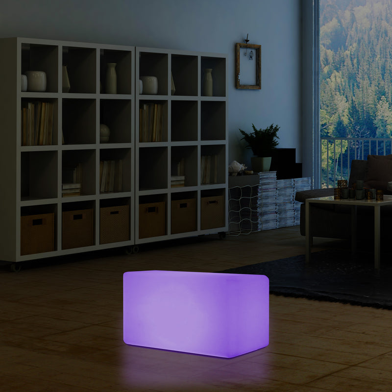Banc LED, Tabouret moderne à couleur changeante, Lampadaire à graduation RGB 55 x 35 cm