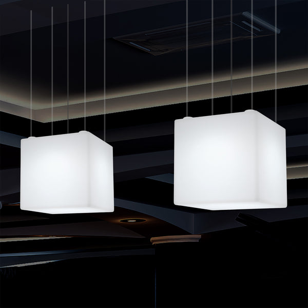 Cube de suspension, Lampe LED suspendue moderne, dimensions 400 mm, ampoule E27, lumière blanche