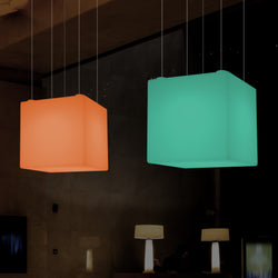 Lampe pendante en forme de cube éclairage LED géométrique au plafond 60 cm E27 RGB avec télécommande