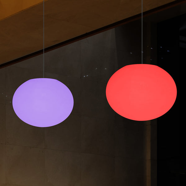 Plafonnier ellipse galet, suspension RGB ovale design, 27 cm, éclairage d'ambiance LED