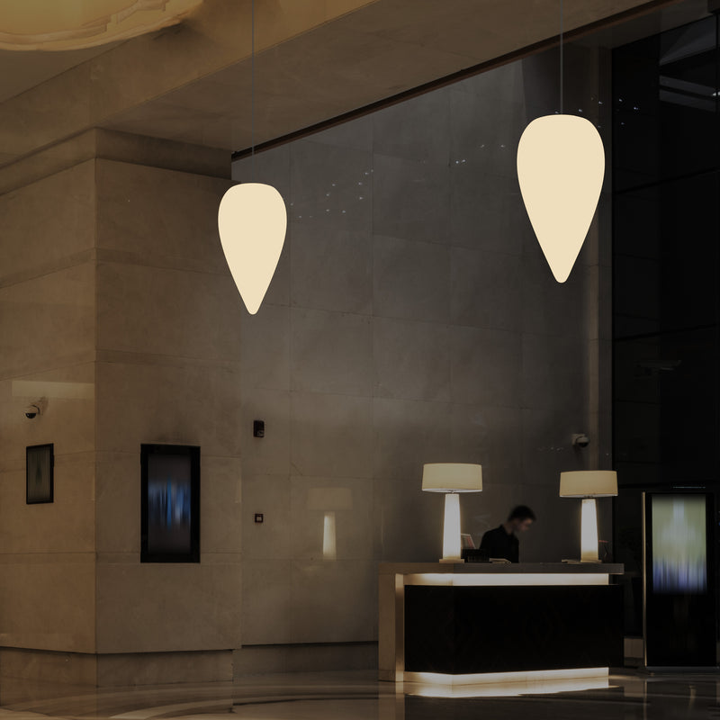 Suspension décorative, lampe à suspension unique à LED en forme de goutte d'eau E27, blanc chaud