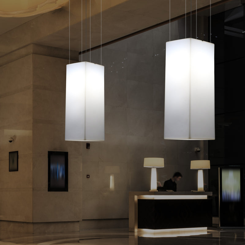 Lampe à suspension linéaire, éclairage à LED suspendu, taille 110 x 30 cm, ampoule E27, blanc