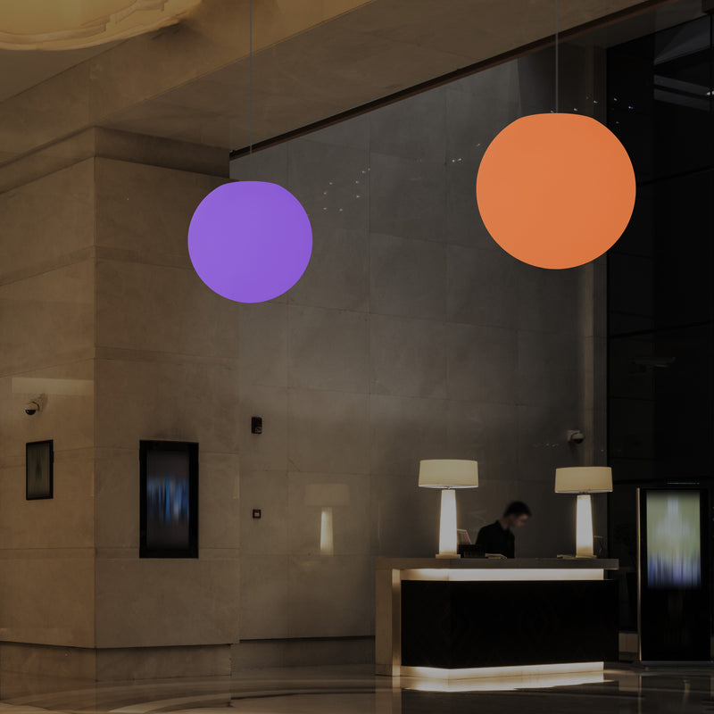 Plafonnier suspendu à boule, lampe suspendue RGB 30 cm, lumière d'ambiance à couleurs changeantes