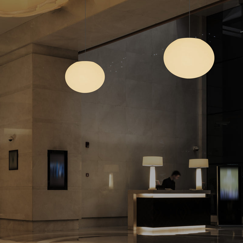 Plafonnier suspendu décoratif E27, lampe suspendue à LED lumière 3D ovale elliptique, boule 27 cm