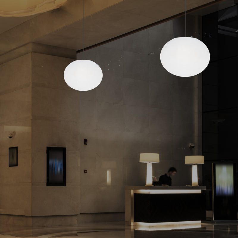 Plafonnier design à LED, suspension lumière 3D ellipse ovale E27, sphère plate de 27 cm