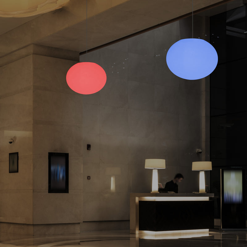 Suspension elliptique ovale, plafonnier avec changement de couleurs, lumière boule plate