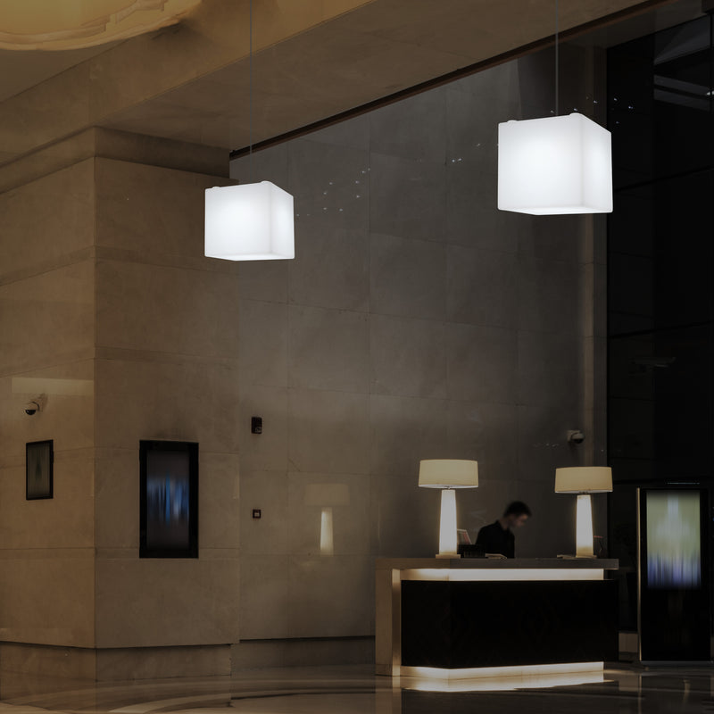 Éclairage de suspension Cube LED, Lampe pendante moderne, 200 mm, ampoule E27, lumière blanche
