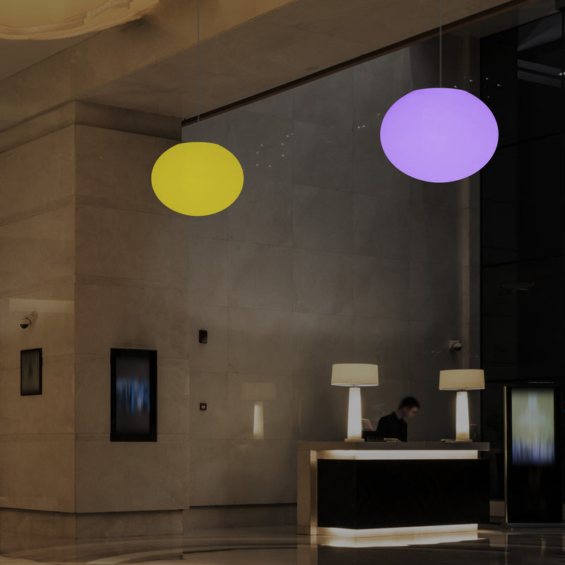 Plafonnier ellipse galet, suspension RGB ovale design, 27 cm, éclairage d'ambiance LED