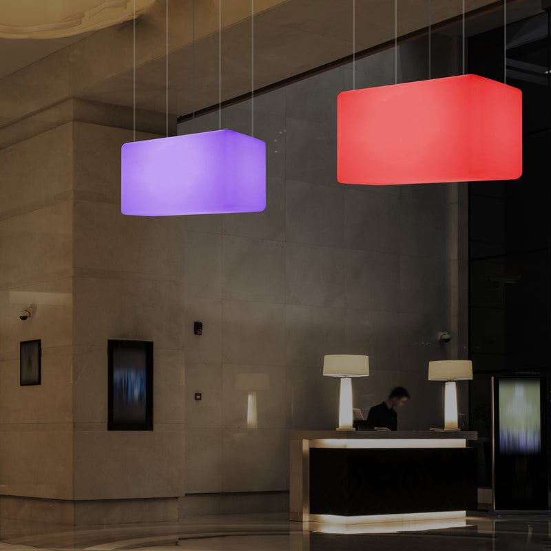Suspension linéaire à LED Plafonnier RVB moderne, luminaire pour îlot, 55 x 35cm, Lumière d'ambiance