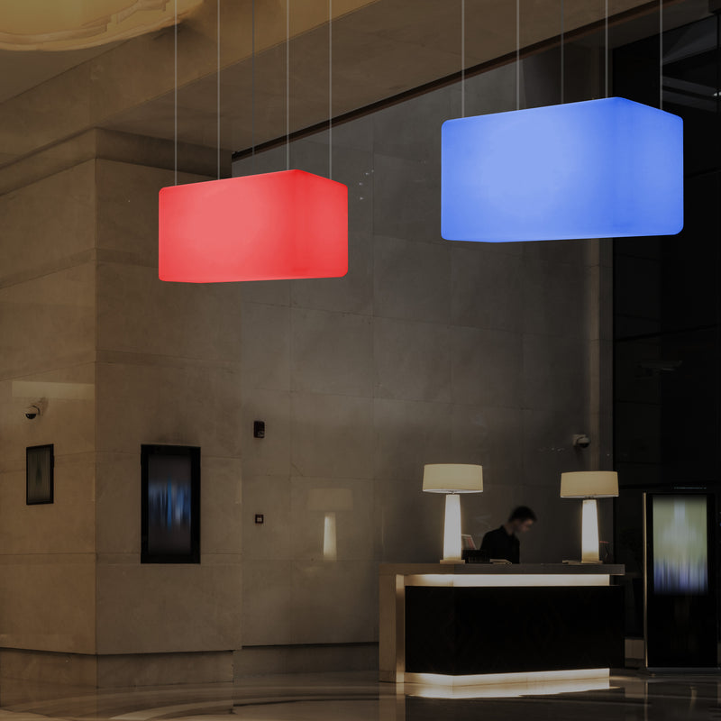 Suspension linéaire à LED Plafonnier RVB moderne, luminaire pour îlot, 55 x 35cm, Lumière d'ambiance