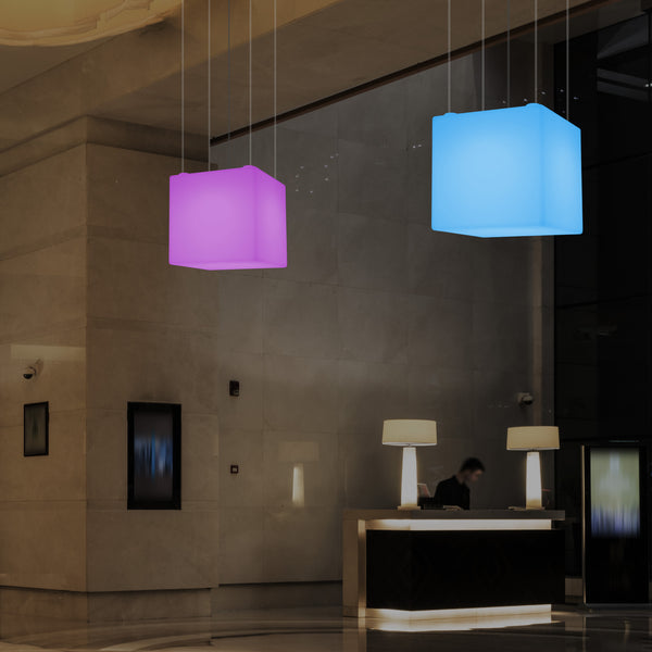 Lampe LED à suspension cubique, plafonnier RGB SMD géométrique, 500 mm, éclairage ambiant