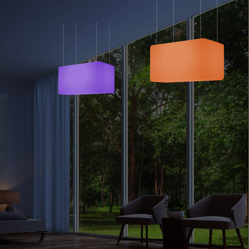 Plafonnier unique, lampe suspendue LED linéaire îlot de cuisine 55 x 35 cm E27 RGB avec télécommande