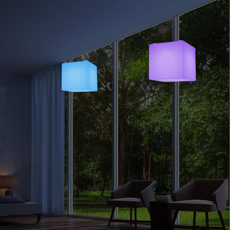 Lampe à suspension LED Cube Lumière pendante RGB SMD à couleurs changeantes 300 mm, lumière ambiante
