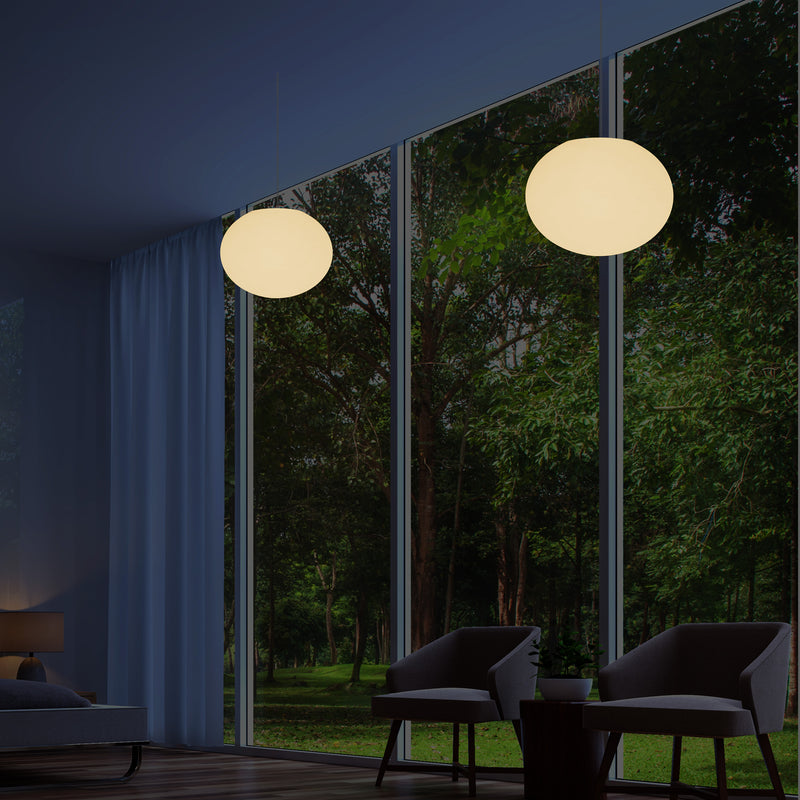 Plafonnier suspendu décoratif E27, lampe suspendue à LED lumière 3D ovale elliptique, boule 27 cm