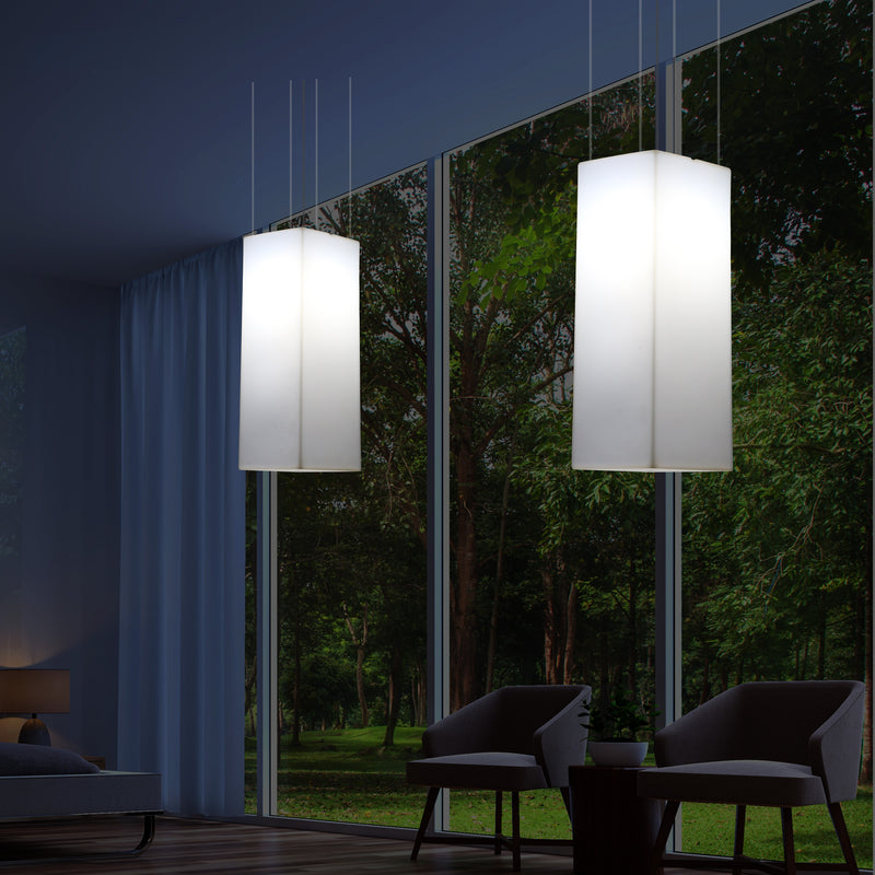 Lampe à suspension LED rectangulaire, lampe à suspension moderne, 80 cm, ampoule E27, blanc