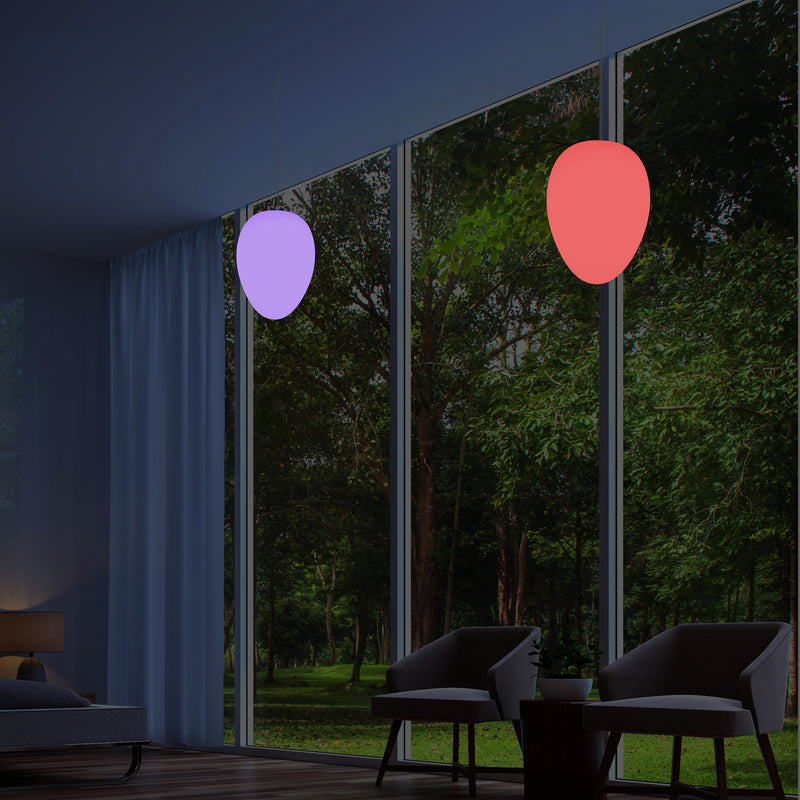 Plafonnier LED unique, lampe suspendue RVB en forme d'Oeuf décoratif, 37 cm, éclairage d'ambiance