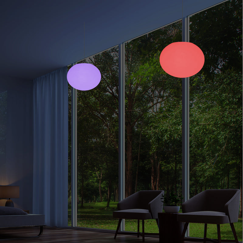Suspension elliptique ovale, plafonnier avec changement de couleurs, lumière boule plate