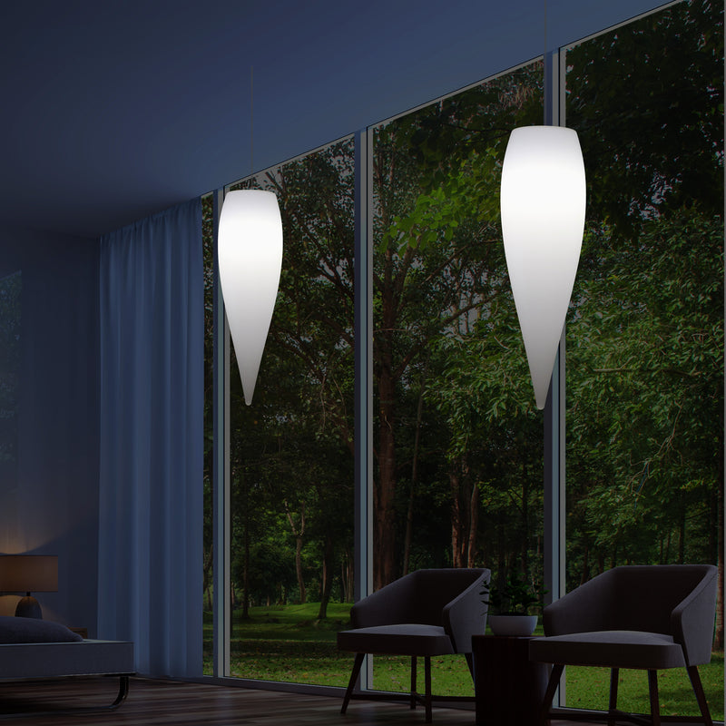 Lampe à suspension goutte d'eau, lumière pendante à LED décorative glaçon, 80 cm, E27, blanc
