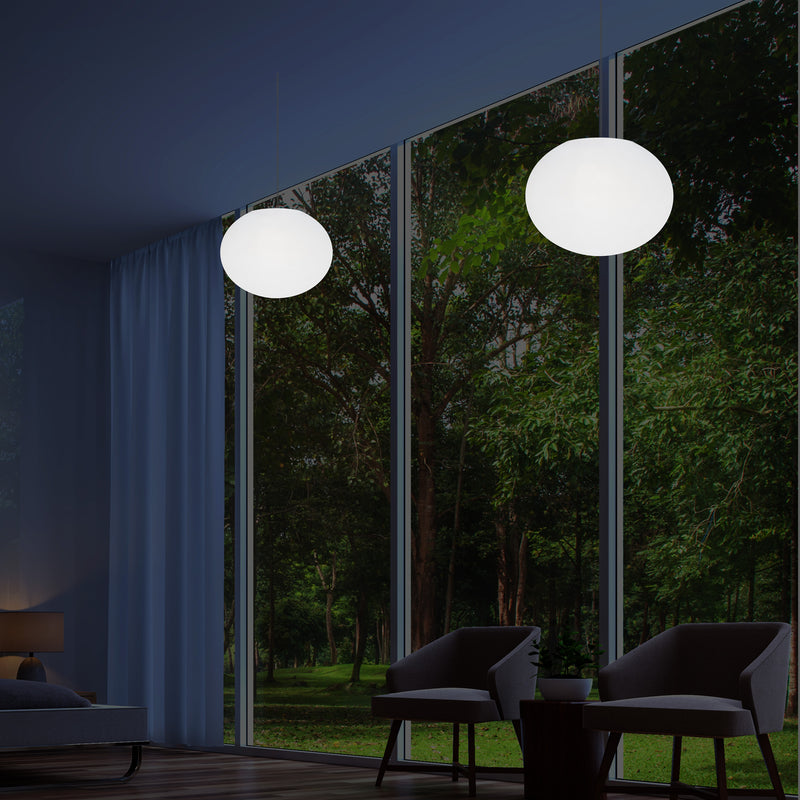 Plafonnier design à LED, suspension lumière 3D ellipse ovale E27, sphère plate de 27 cm