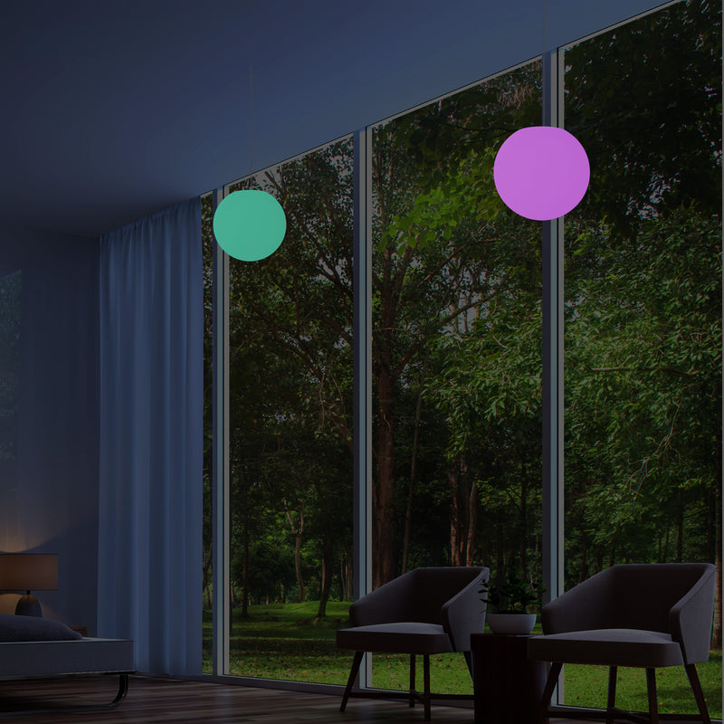 Plafonnier à boule suspendue, lampe pendante LED de 15cm changement de couleurs éclairage d'ambiance