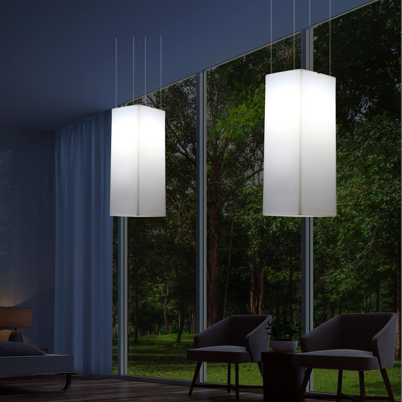 Lampe à suspension linéaire, éclairage à LED suspendu, taille 110 x 30 cm, ampoule E27, blanc