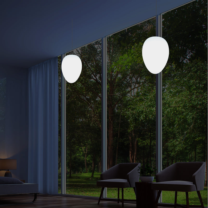 Plafonnier suspendu unique à LED E27, suspension ovale design, taille 37 cm, ampoule blanche