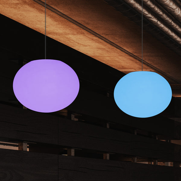 Suspension elliptique ovale, plafonnier avec changement de couleurs, lumière boule plate
