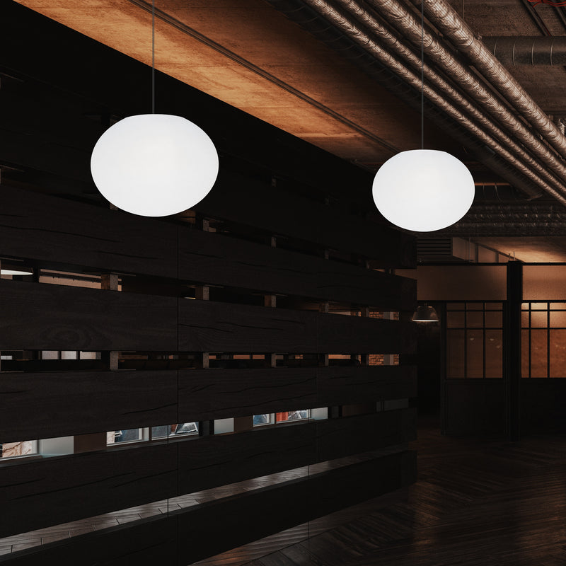 Plafonnier design à LED, suspension lumière 3D ellipse ovale E27, sphère plate de 27 cm