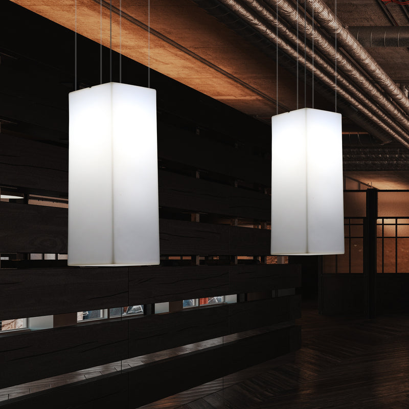 Lampe à suspension linéaire, éclairage à LED suspendu, taille 110 x 30 cm, ampoule E27, blanc
