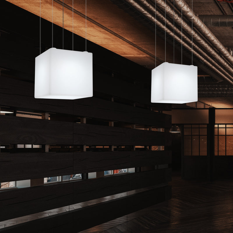 Plafonnier géométrique, éclairage suspendu à LED en forme de cube, 50 x 50 cm, E27, blanc