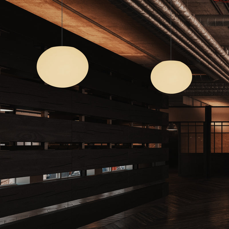 Plafonnier suspendu décoratif E27, lampe suspendue à LED lumière 3D ovale elliptique, boule 27 cm