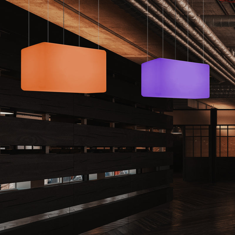 Plafonnier unique, lampe suspendue LED linéaire îlot de cuisine 55 x 35 cm E27 RGB avec télécommande