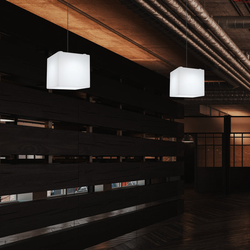 Éclairage de suspension Cube LED, Lampe pendante moderne, 200 mm, ampoule E27, lumière blanche