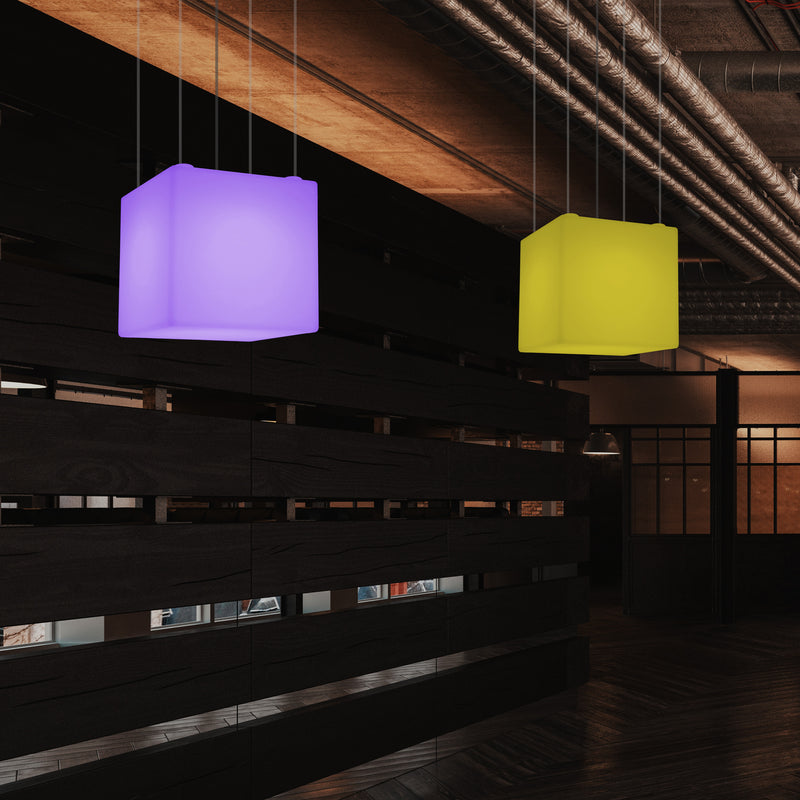 Plafonnier Cube LED, lampe décorative suspendue, 500 mm, E27, éclairage d'ambiance RGB