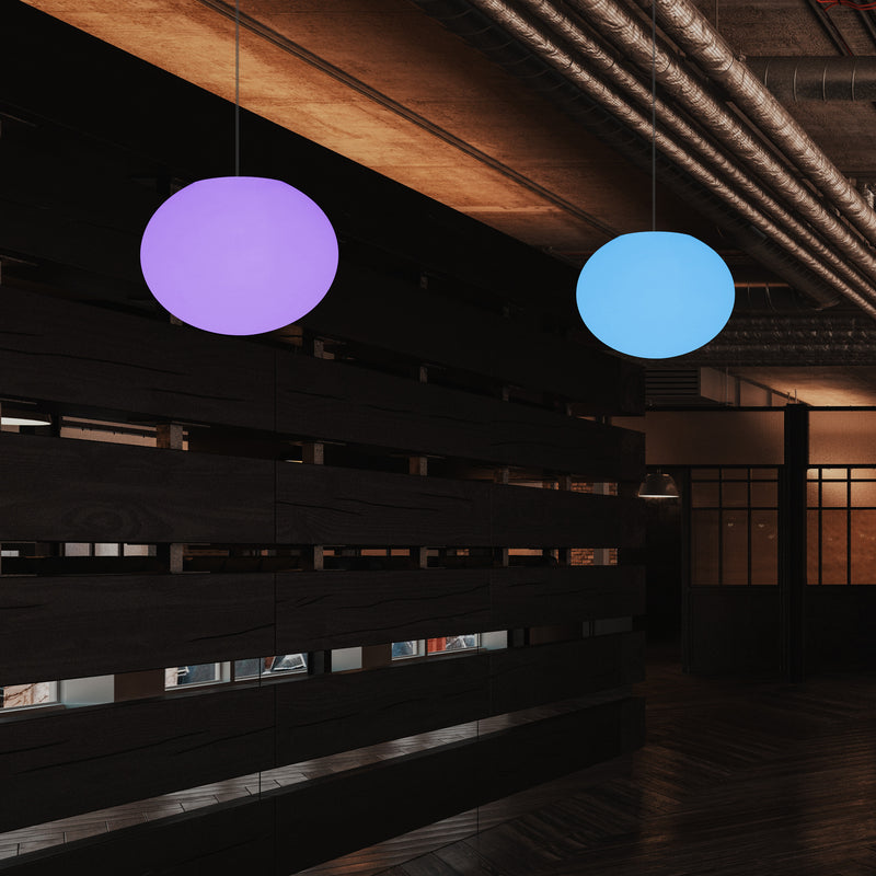 Suspension elliptique ovale, plafonnier avec changement de couleurs, lumière boule plate