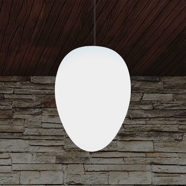 Plafonnier suspendu unique à LED E27, suspension ovale design, taille 37 cm, ampoule blanche