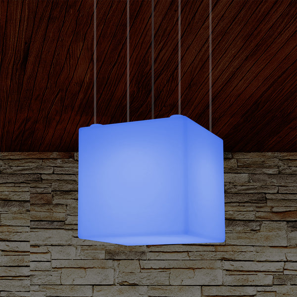 Plafonnier Cube à LED, lampe suspendue moderne RVB multicolore, 400 mm, lampe d'ambiance