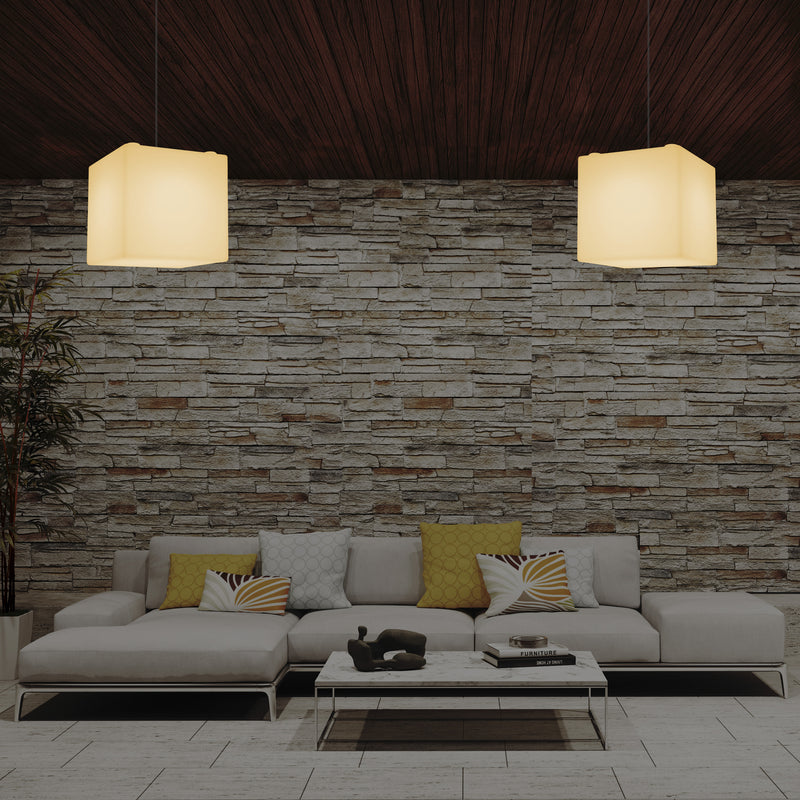 Lampe LED suspendue en forme de cube, éclairage moderne de plafond, 30 cm, E27, blanc chaud