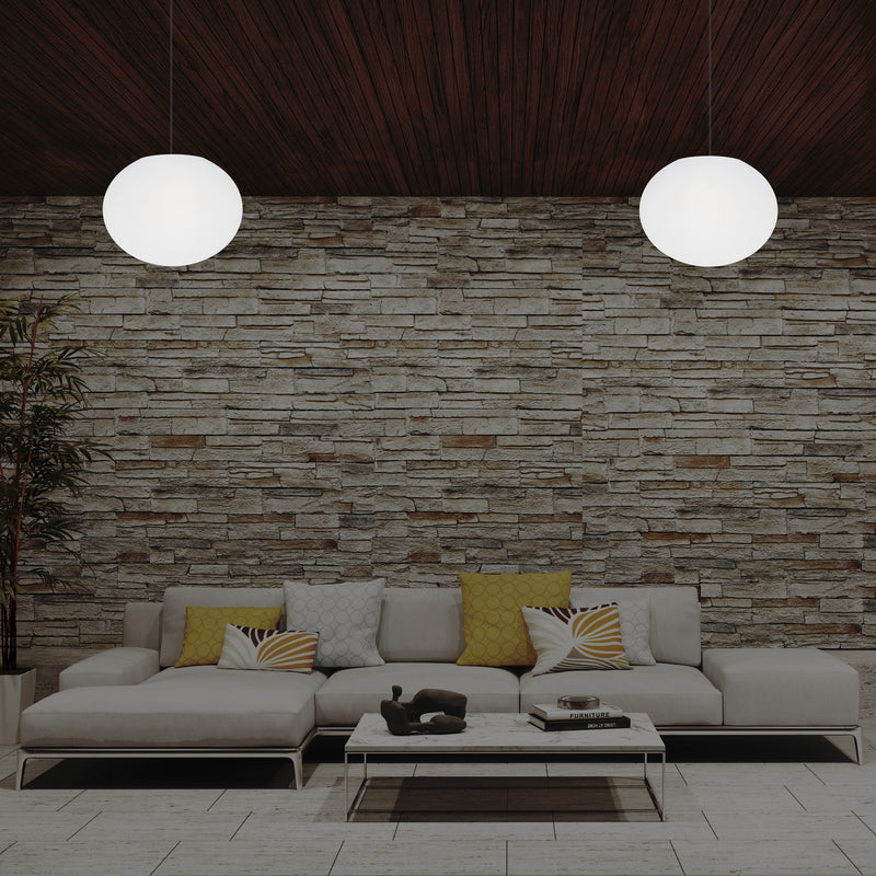 Plafonnier design à LED, suspension lumière 3D ellipse ovale E27, sphère plate de 27 cm