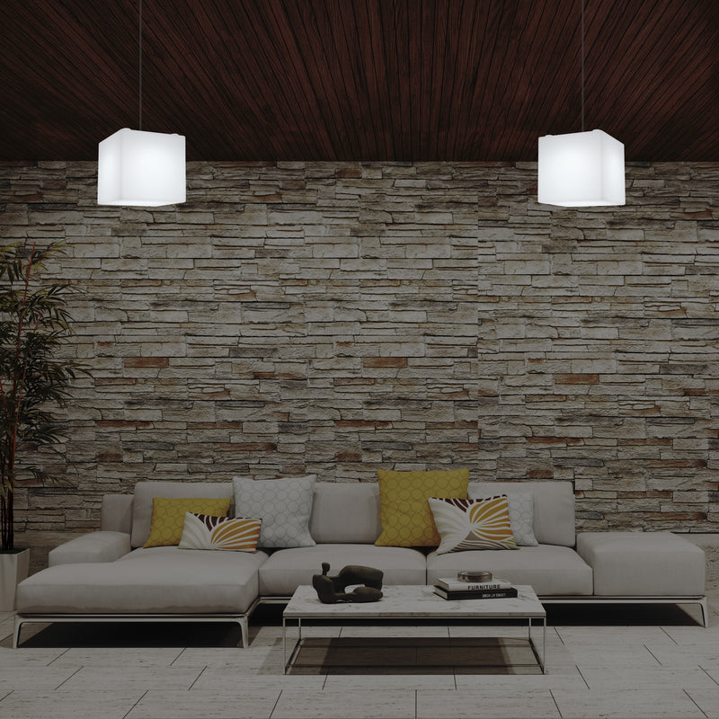 Éclairage de suspension Cube LED, Lampe pendante moderne, 200 mm, ampoule E27, lumière blanche